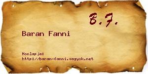 Baran Fanni névjegykártya